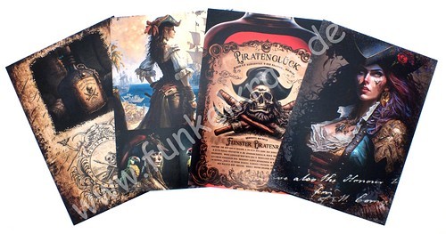 JunkJournal Postkarten Set Piraten 12-teilig