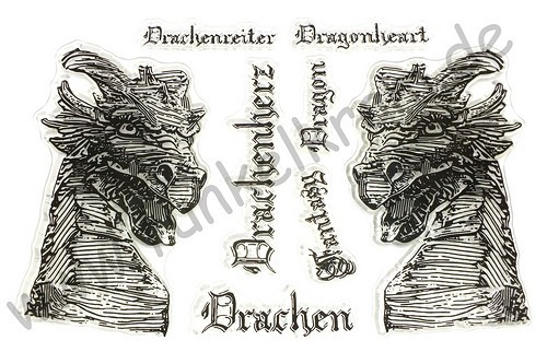 Stempel-Set Drachen Fantasy Rolands Design ca. 16 x 11 cm