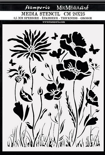 Stamperia Schablone Atelier Poppy and Flower 20 x 25 cm