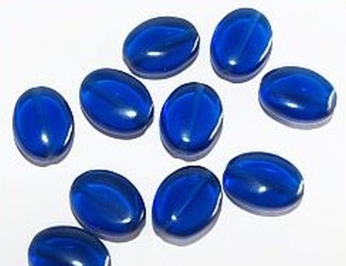 Glasperlen flache Ovale ca. 12 x 16mm dunkelblau 10Stk