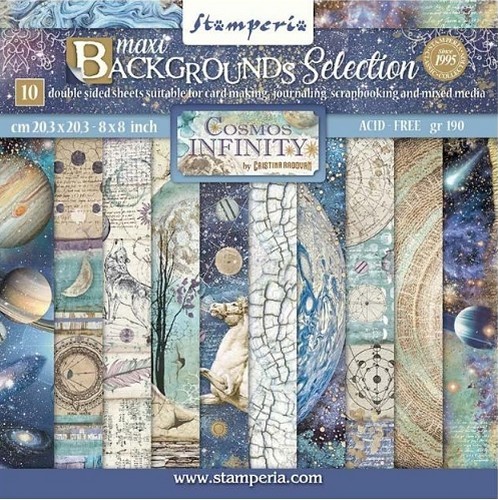 Stamperia Papierset Backgrounds Selection Cosmos INFINITY 20,3 x 20,3 cm