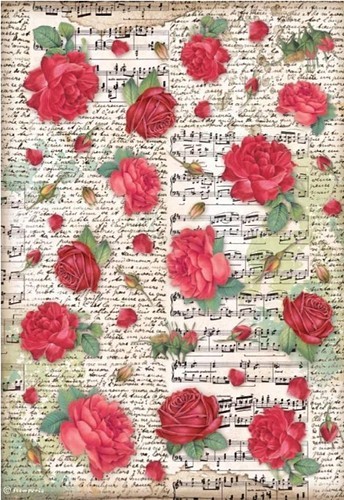 Stamperia Rice Papier Desire Red Roses A4 1 Bogen