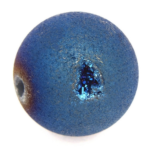 Drusen-Perle ca. 16mm pfauenblau