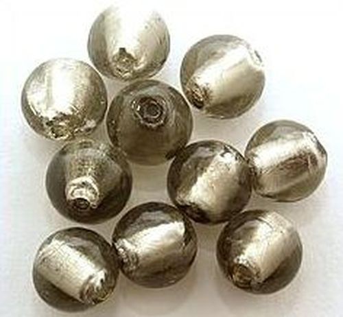 Silverfoil-Perlen, grau ( Nr. 01 ) ca. 12mm 10Stk