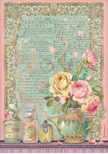 Stamperia Rice Papier Rose Parfum Parfumeur Royal A4 1 Bogen