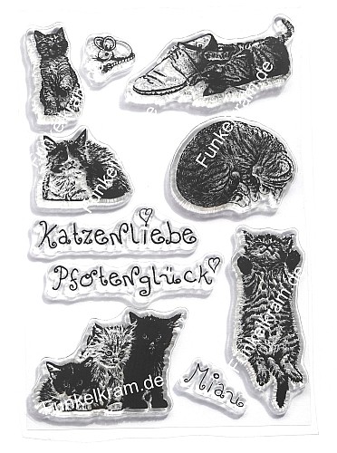Stempel-Set Katzen Funkelkram ca. 15 x 11 cm