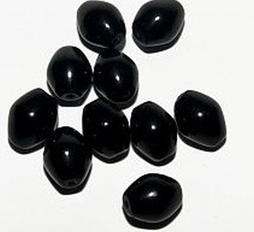 Glasperlen Oliven ca. 8 x 10mm Nr. 49 schwarz 10Stk