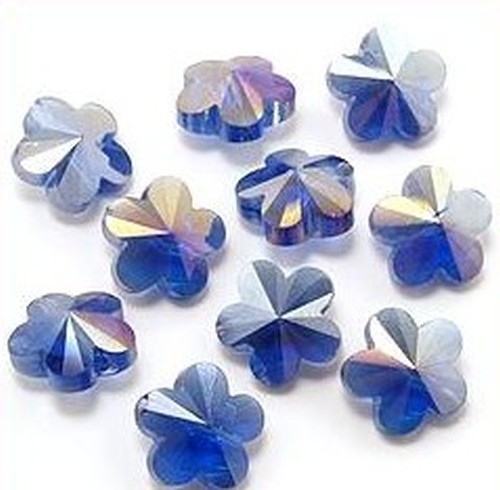 Blütenperlen ca. 14 x 14 x 8mm # 22 blau AB 10Stk