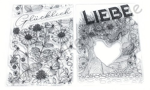 Stempel-Set Glücklich/Liebe Rolands Design ca. 15 x 11 cm