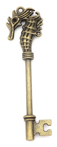 Steampunk Schlüssel Seepferdchen ca. 70 x 19,5mm antikfarben