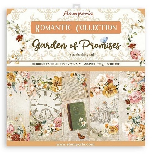 Stamperia Papierset Romantic Garden of Promises KLEIN 15,2 x 15,2 cm