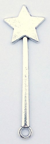 Metallanhänger Zauberstab Stern ca. 47 x 14 mm silberfarben