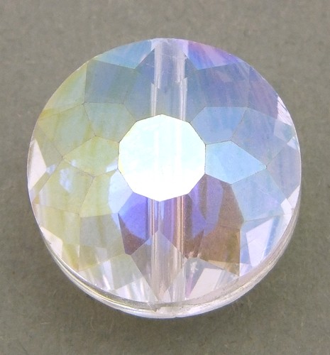 Glasschliff-Rondell J ca. 14 x 9mm crystal AB 1Stk