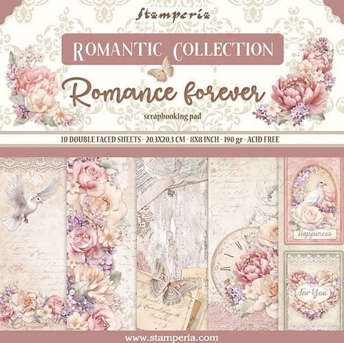 Stamperia Papierset Romance Forever 20,3 x 20,3 cm