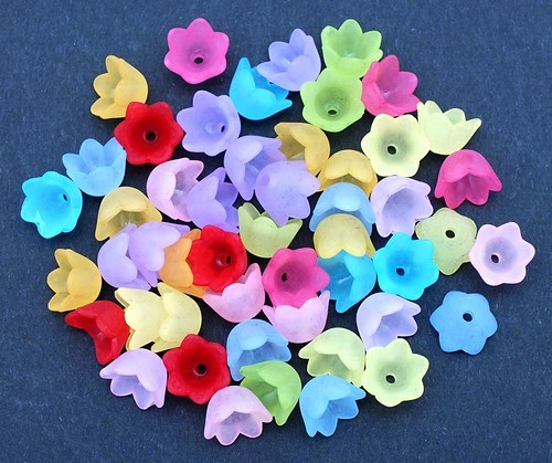 Acryl-Blütenperlen-Mix gefrostet ca. 10,5 x 6,7 mm bunt ca. 10,3 g