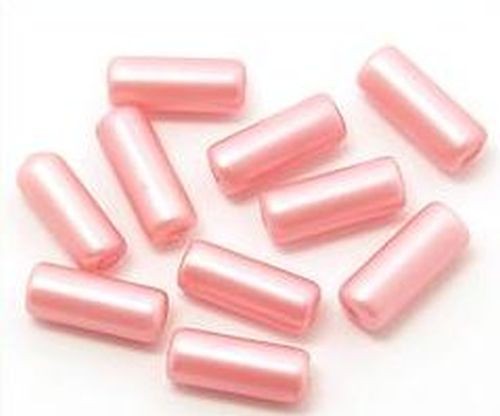 Glaswalzen ca. 6 x 15mm rosa 10Stk