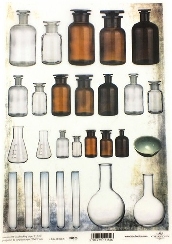 Pergament / Vellum transparent Laborflaschen A4 1 Bogen