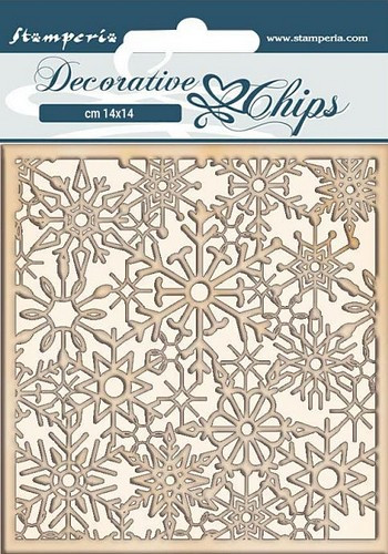 Stamperia Decorative Chips Winter Tales Snowflakes ca. 14 x 14 cm