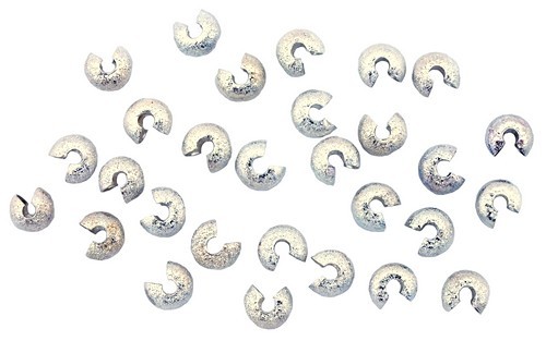 Crimp Cover Perlen ca. 6mm satiniert silberfarben 20Stk