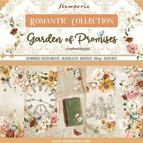 Stamperia Papierset Romantic Garden of Promises 20,3 x 20,3 cm
