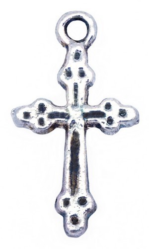 Metallanhänger Kreuz ca. 11 x 20mm altsilberfarben