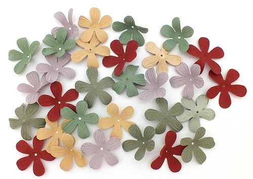 Maulbeerpapier-Blütenmix vintagefarben 30 Stück ca. 45mm