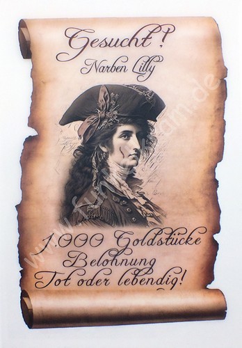 Pergament / Vellum transparent Piraten-Steckbrief A4 1 Bogen