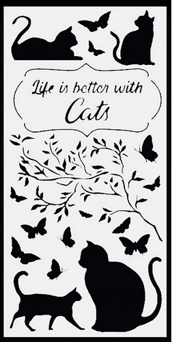 Stamperia Schablone Life is better with Cats 12 x 25cm