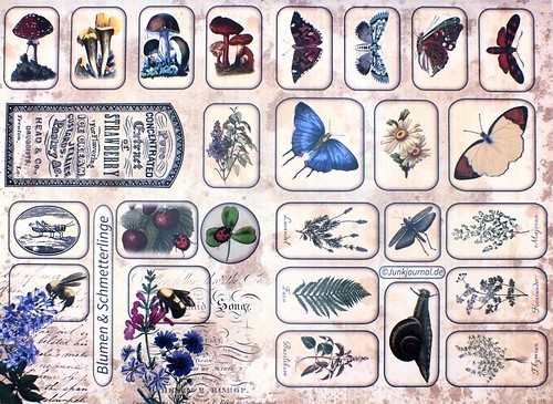 Cutout Sticker Bogen Blumen &amp; Schmetterlinge DIN A4