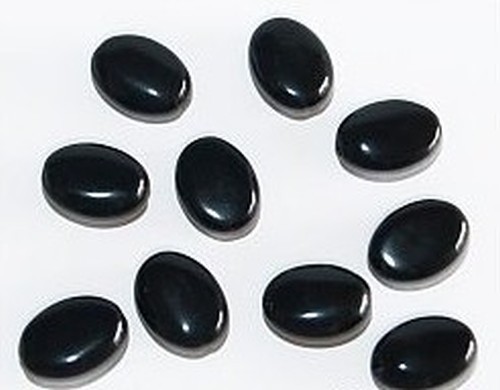 Glasperlen flache Ovale ca. 12 x 16mm Nr. 49 schwarz 10Stk