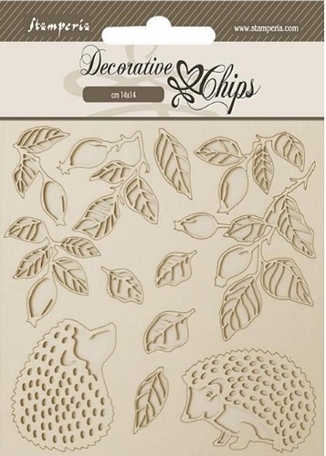Stamperia Decorative Chips Woodland Igel ca. 14 x 14 cm